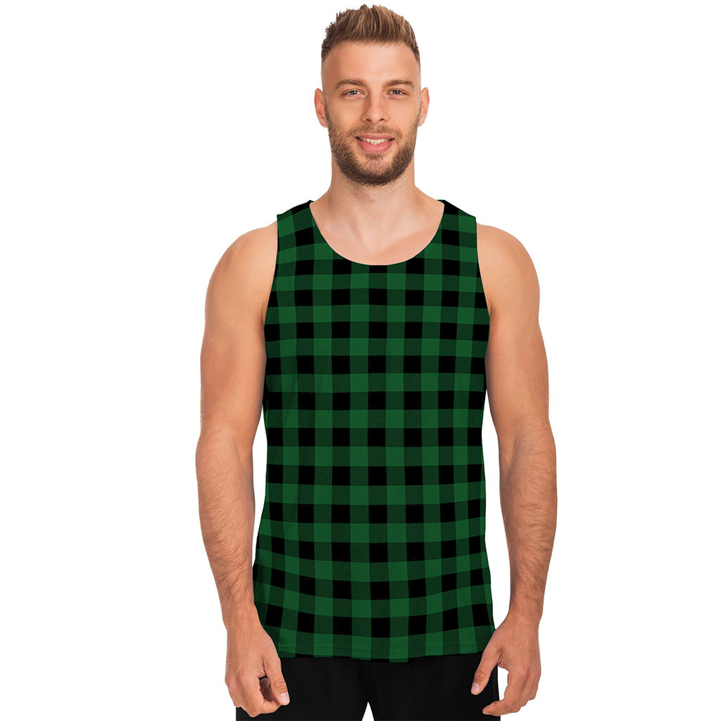 Green And Black Buffalo Check Print Men's Tank Top