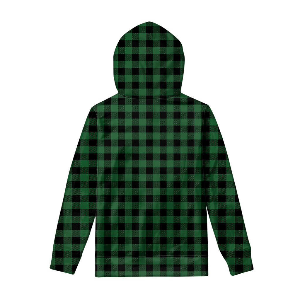 Green And Black Buffalo Check Print Pullover Hoodie