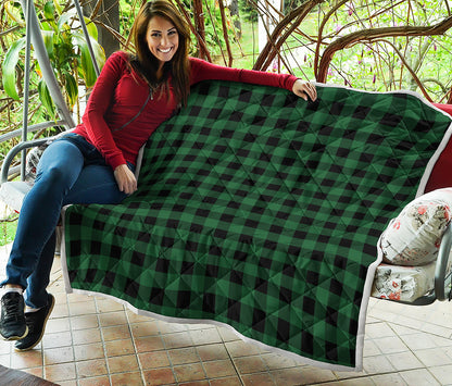 Green And Black Buffalo Check Print Quilt