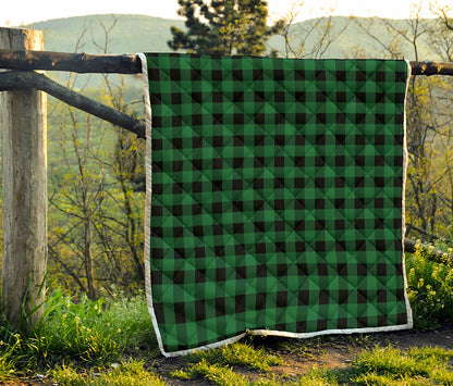 Green And Black Buffalo Check Print Quilt