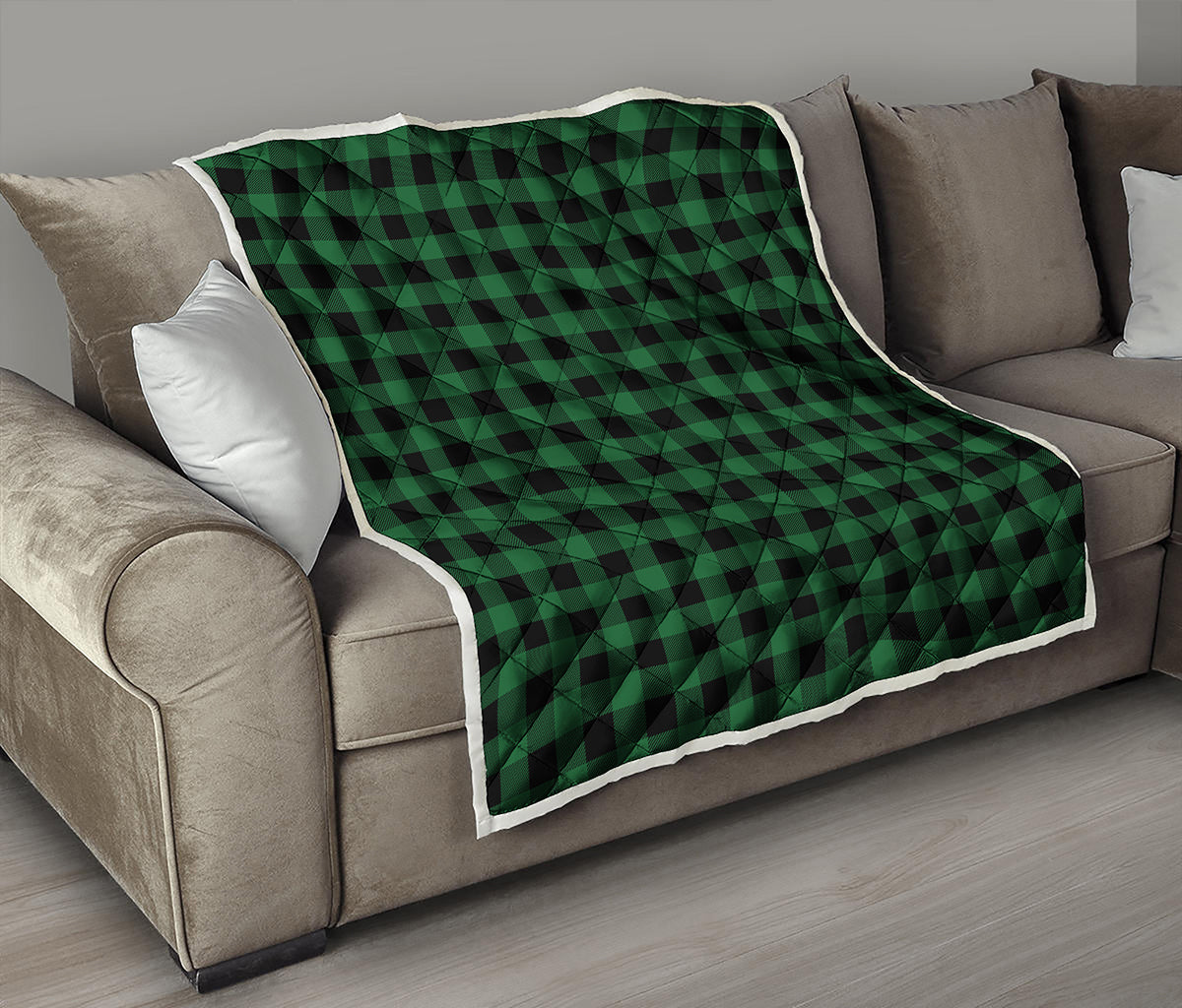 Green And Black Buffalo Check Print Quilt