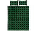 Green And Black Buffalo Check Print Quilt Bed Set