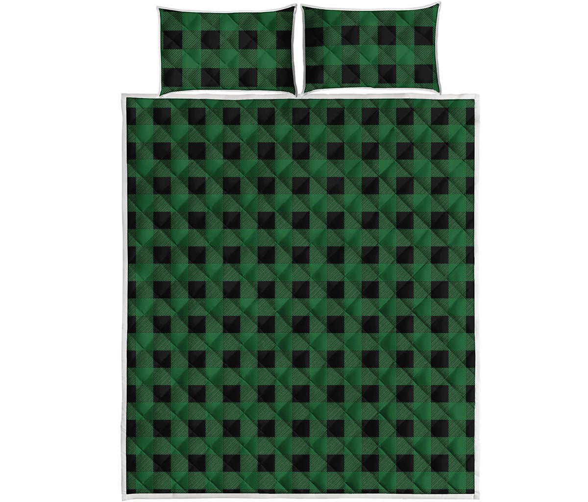 Green And Black Buffalo Check Print Quilt Bed Set