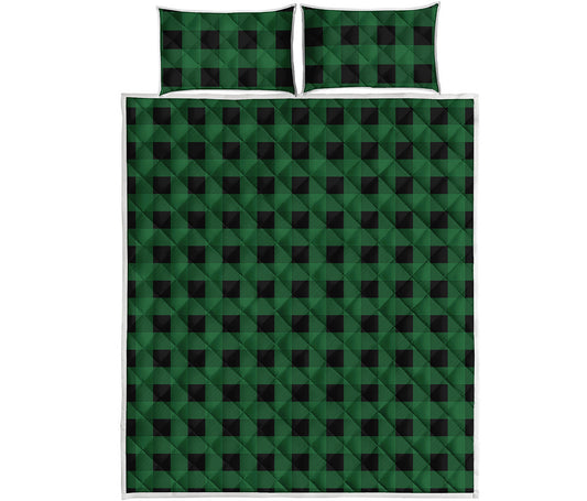 Green And Black Buffalo Check Print Quilt Bed Set