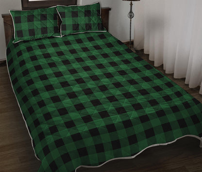 Green And Black Buffalo Check Print Quilt Bed Set