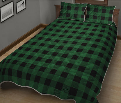 Green And Black Buffalo Check Print Quilt Bed Set
