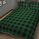 Green And Black Buffalo Check Print Quilt Bed Set