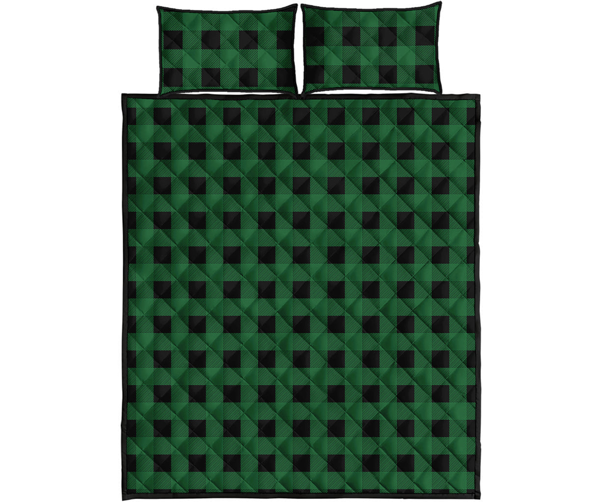 Green And Black Buffalo Check Print Quilt Bed Set