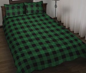 Green And Black Buffalo Check Print Quilt Bed Set