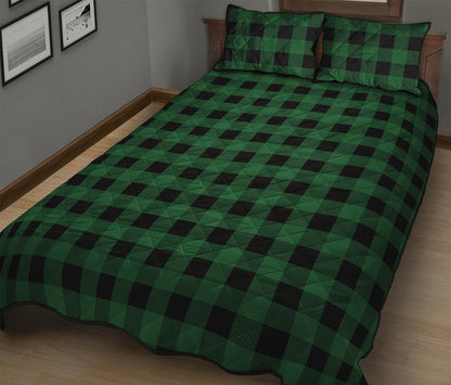 Green And Black Buffalo Check Print Quilt Bed Set