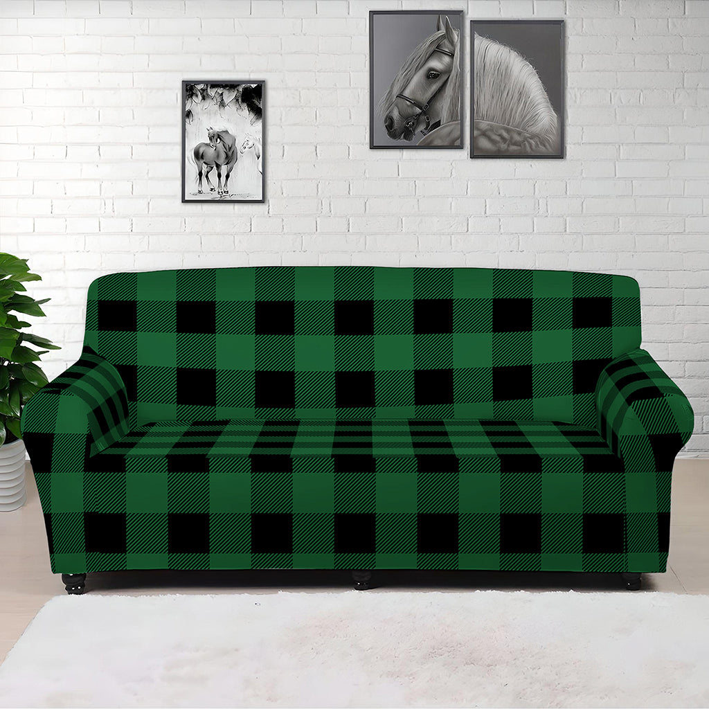 Green And Black Buffalo Check Print Sofa Cover