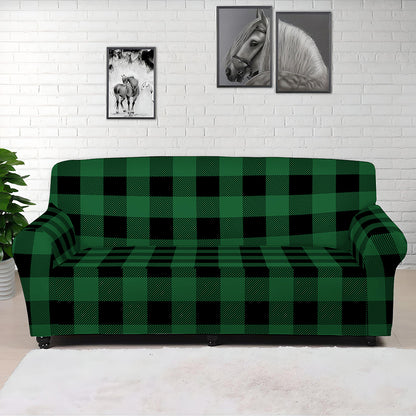 Green And Black Buffalo Check Print Sofa Cover