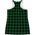 Green And Black Buffalo Check Print Women's Racerback Tank Top
