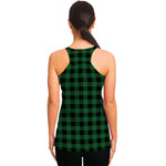 Green And Black Buffalo Check Print Women's Racerback Tank Top