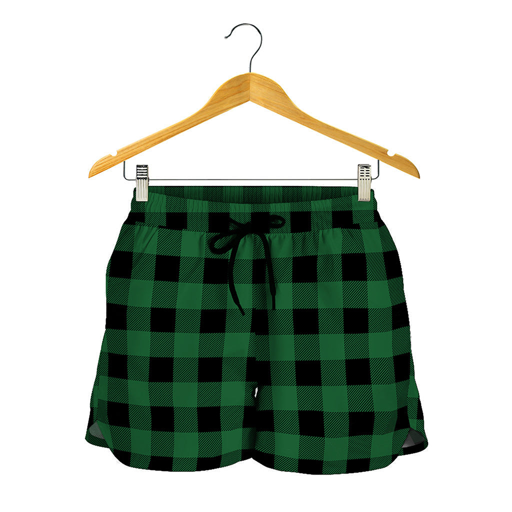 Green And Black Buffalo Check Print Women's Shorts