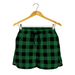 Green And Black Buffalo Check Print Women's Shorts