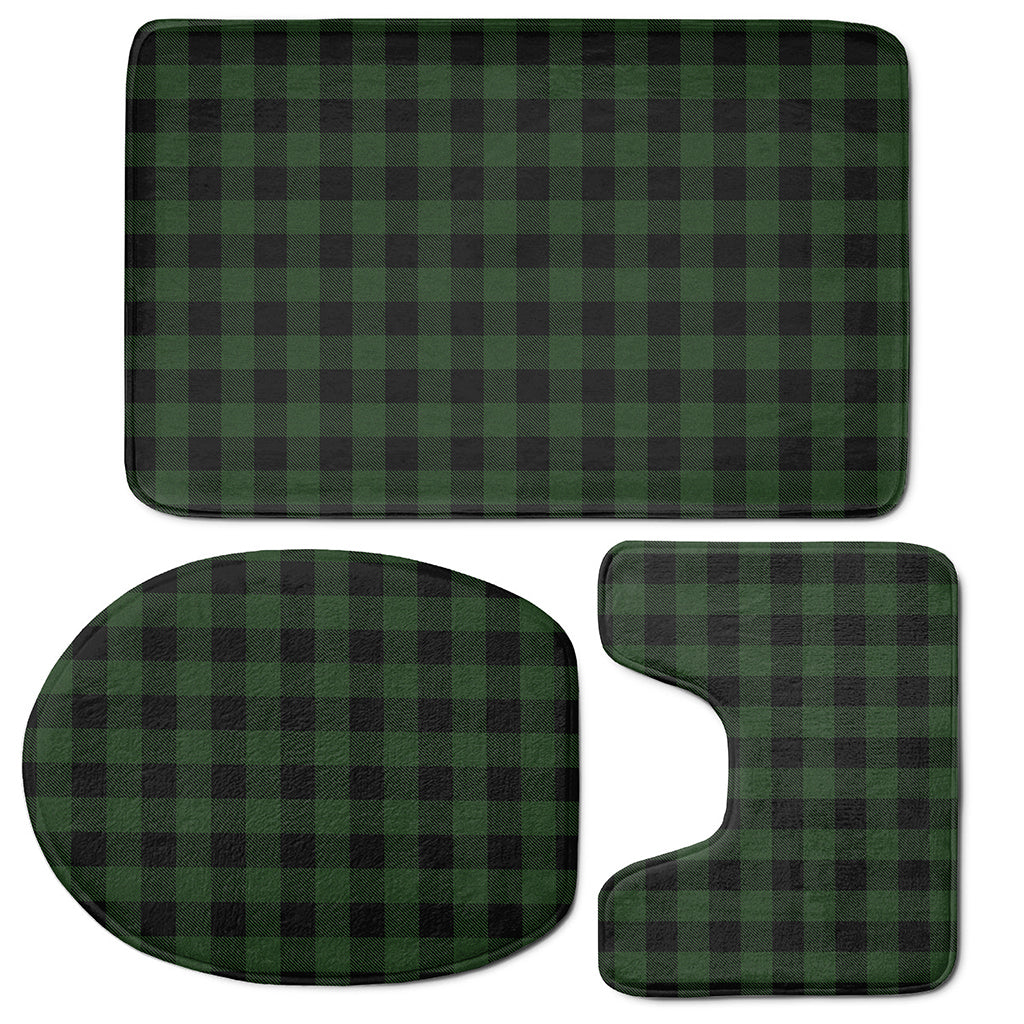 Green And Black Buffalo Plaid Print 3 Piece Bath Mat Set