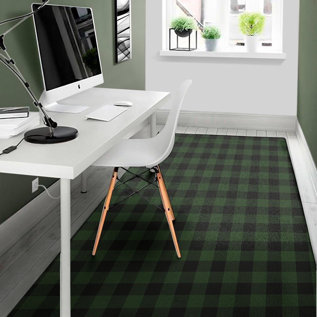 Green And Black Buffalo Plaid Print Area Rug