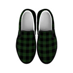 Green And Black Buffalo Plaid Print Black Slip On Shoes