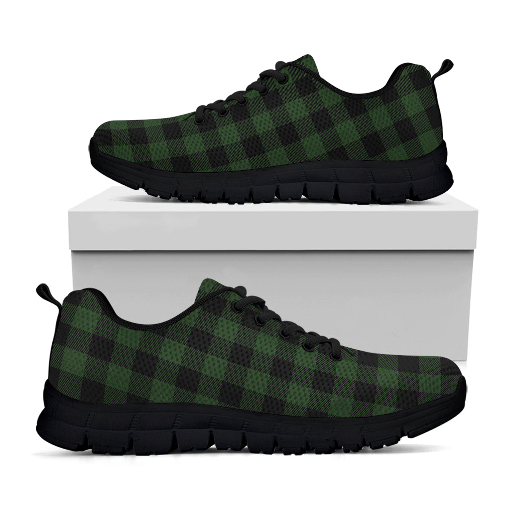 Green And Black Buffalo Plaid Print Black Sneakers