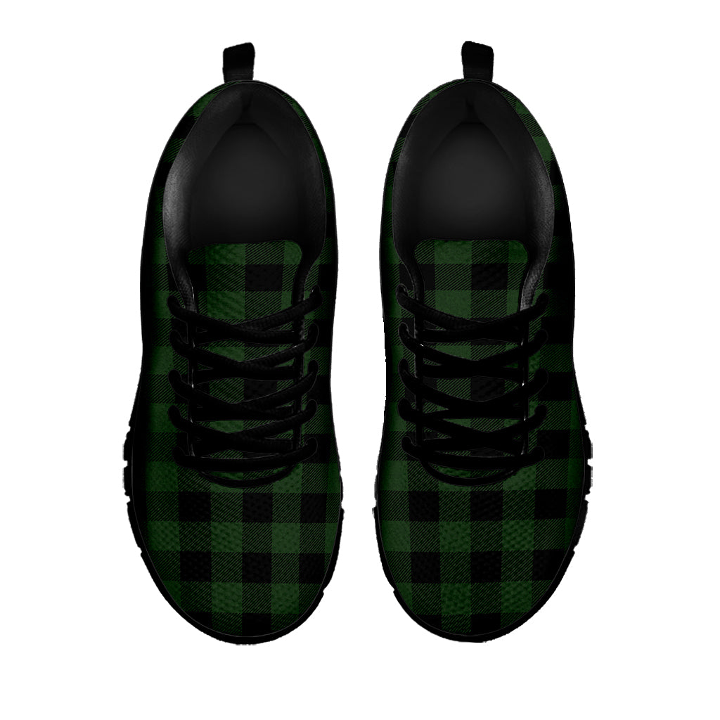 Green And Black Buffalo Plaid Print Black Sneakers