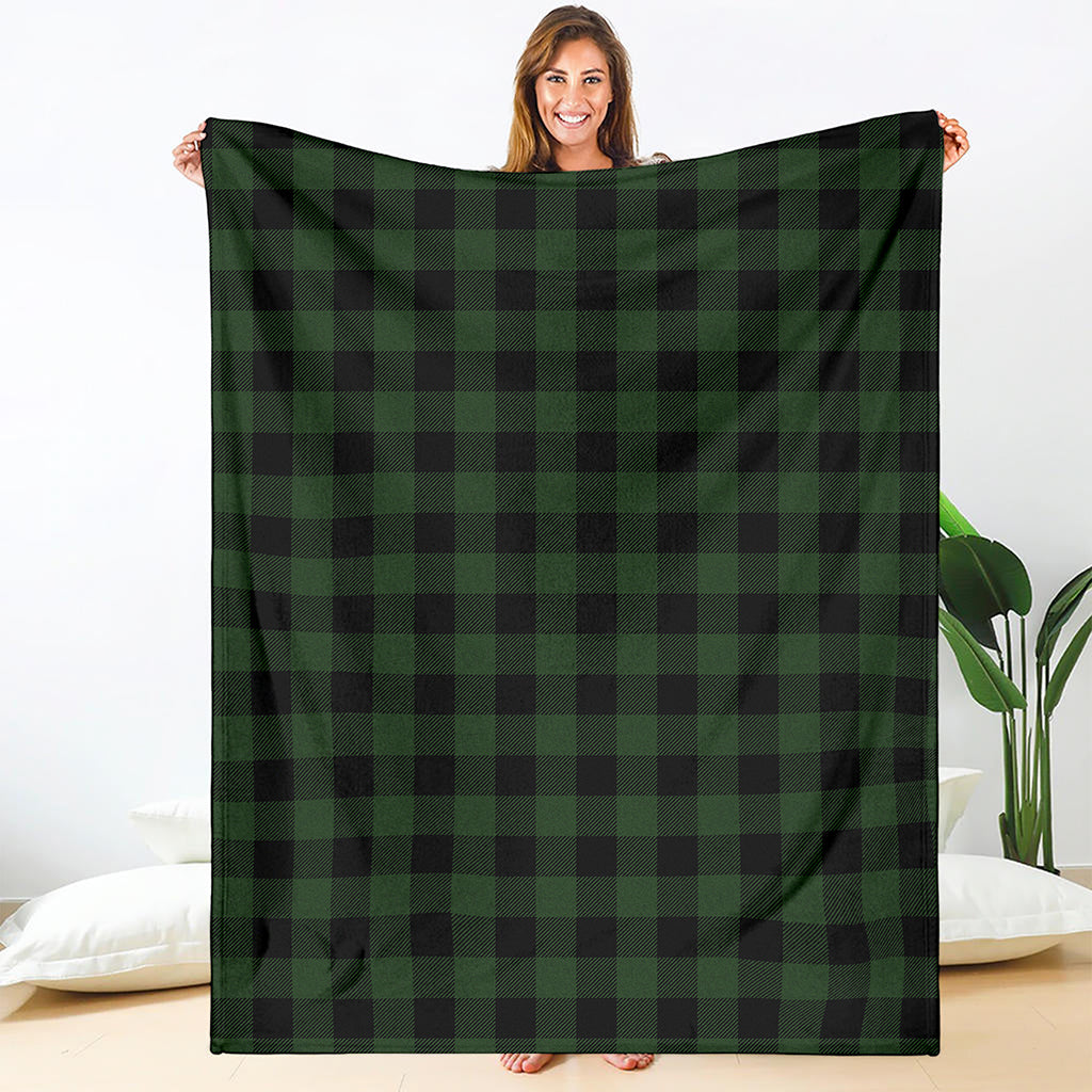 Green And Black Buffalo Plaid Print Blanket