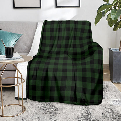 Green And Black Buffalo Plaid Print Blanket