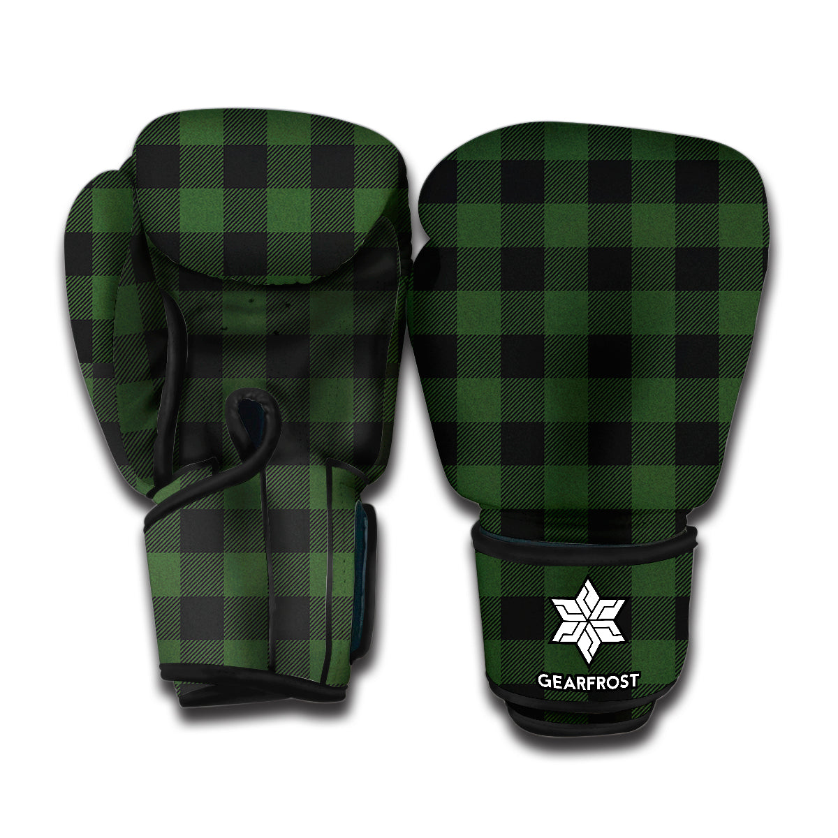 Green And Black Buffalo Plaid Print Boxing Gloves