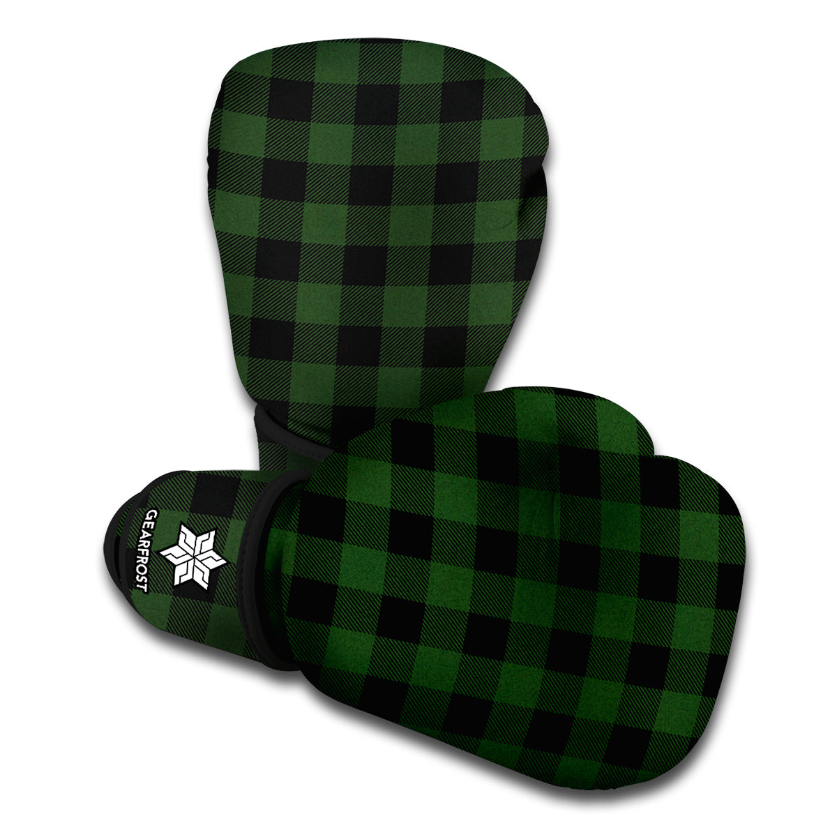 Green And Black Buffalo Plaid Print Boxing Gloves