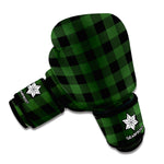 Green And Black Buffalo Plaid Print Boxing Gloves