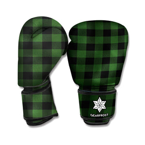 Green And Black Buffalo Plaid Print Boxing Gloves