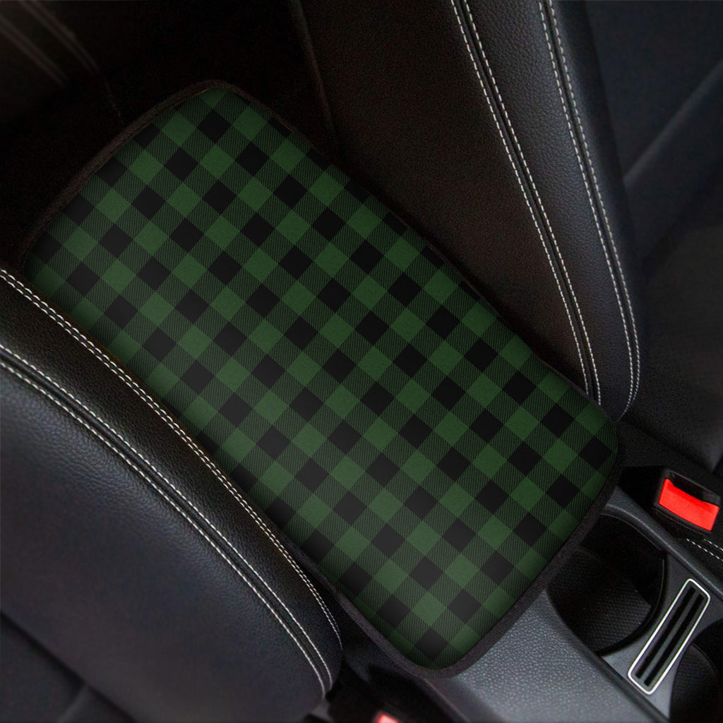 Green And Black Buffalo Plaid Print Car Center Console Cover