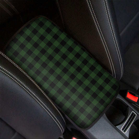 Green And Black Buffalo Plaid Print Car Center Console Cover
