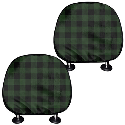 Green And Black Buffalo Plaid Print Car Headrest Covers