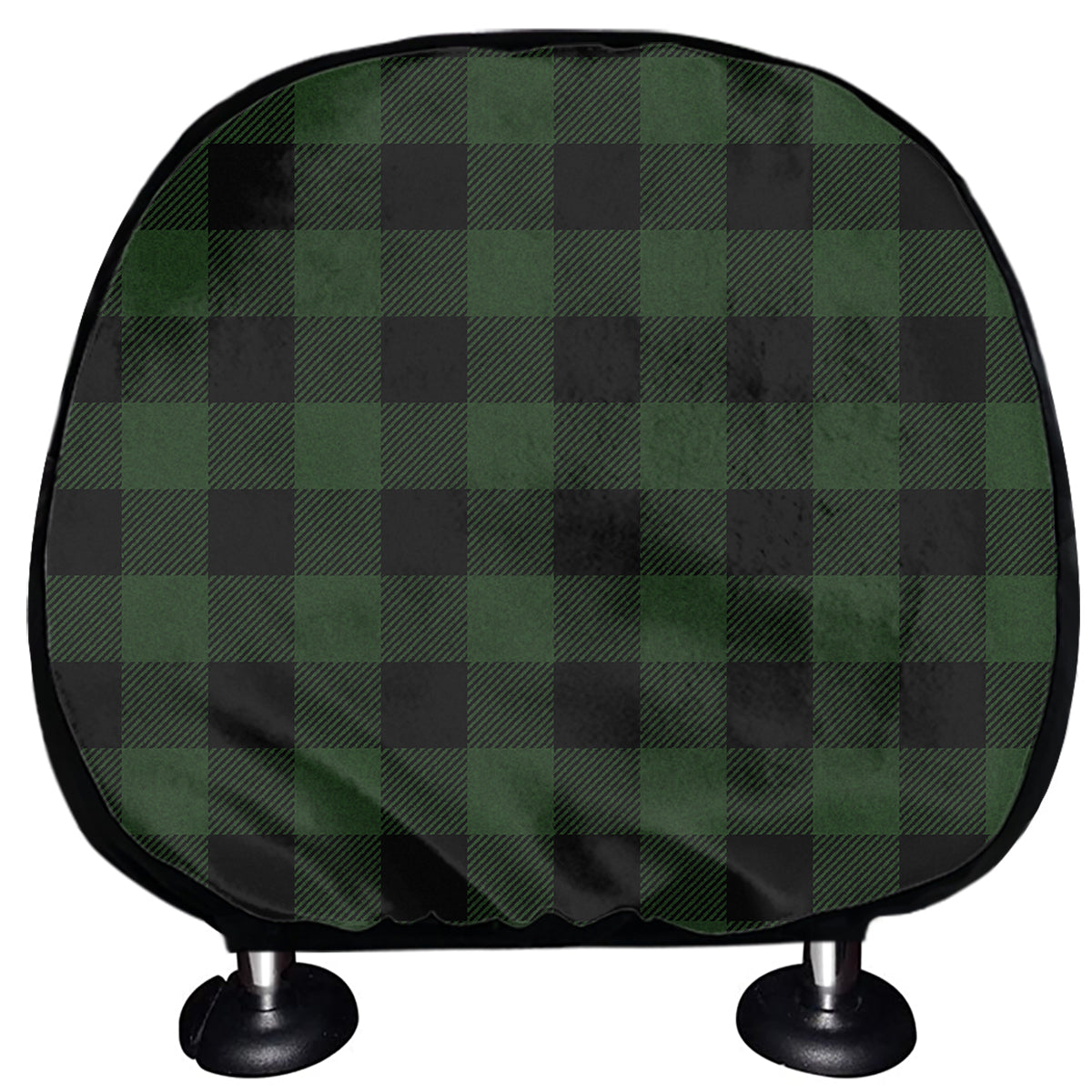 Green And Black Buffalo Plaid Print Car Headrest Covers
