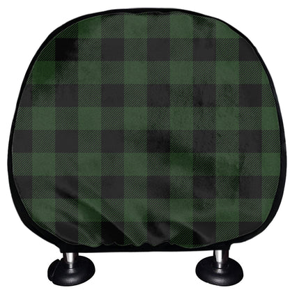 Green And Black Buffalo Plaid Print Car Headrest Covers