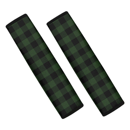 Green And Black Buffalo Plaid Print Car Seat Belt Covers