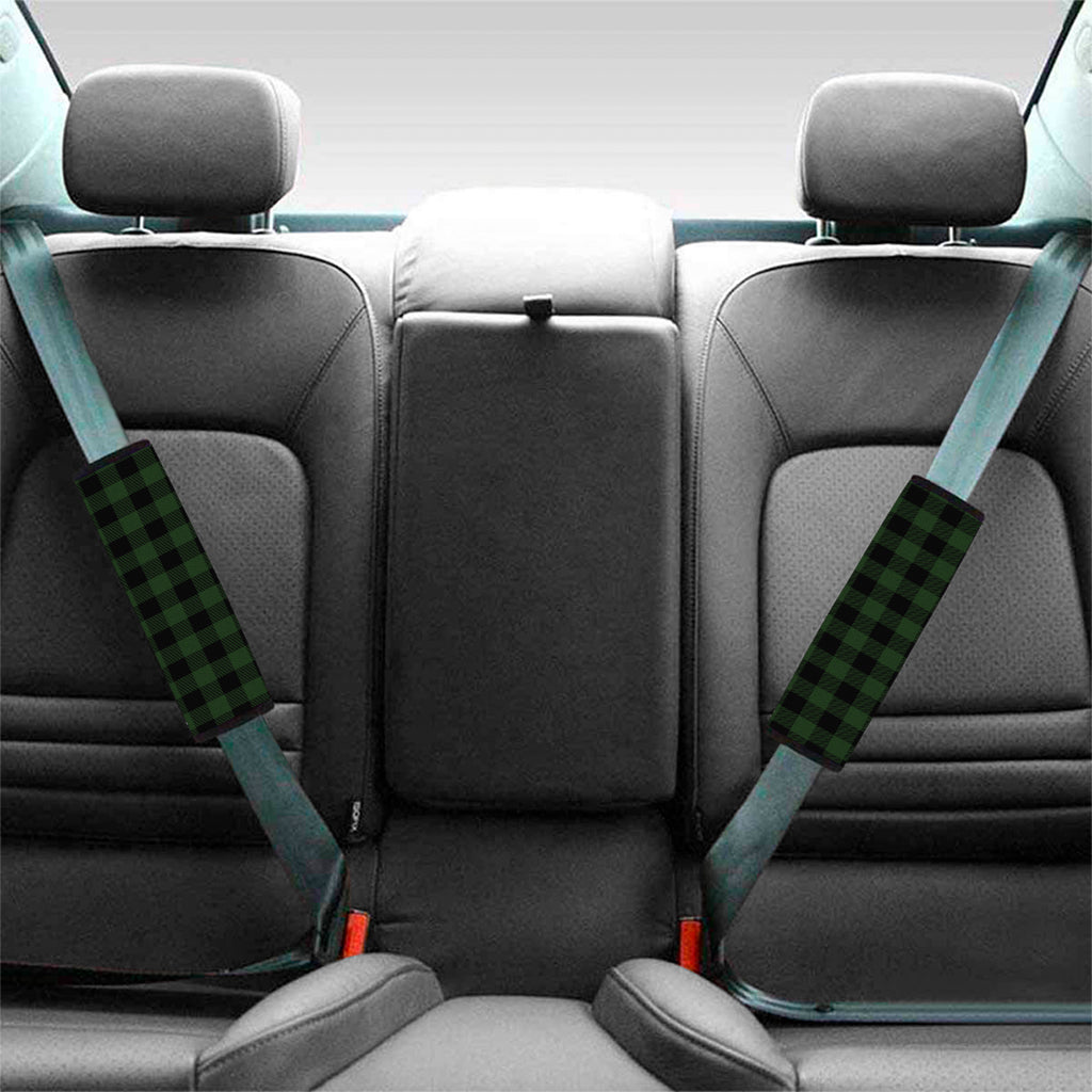 Green And Black Buffalo Plaid Print Car Seat Belt Covers