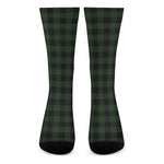 Green And Black Buffalo Plaid Print Crew Socks