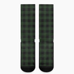Green And Black Buffalo Plaid Print Crew Socks