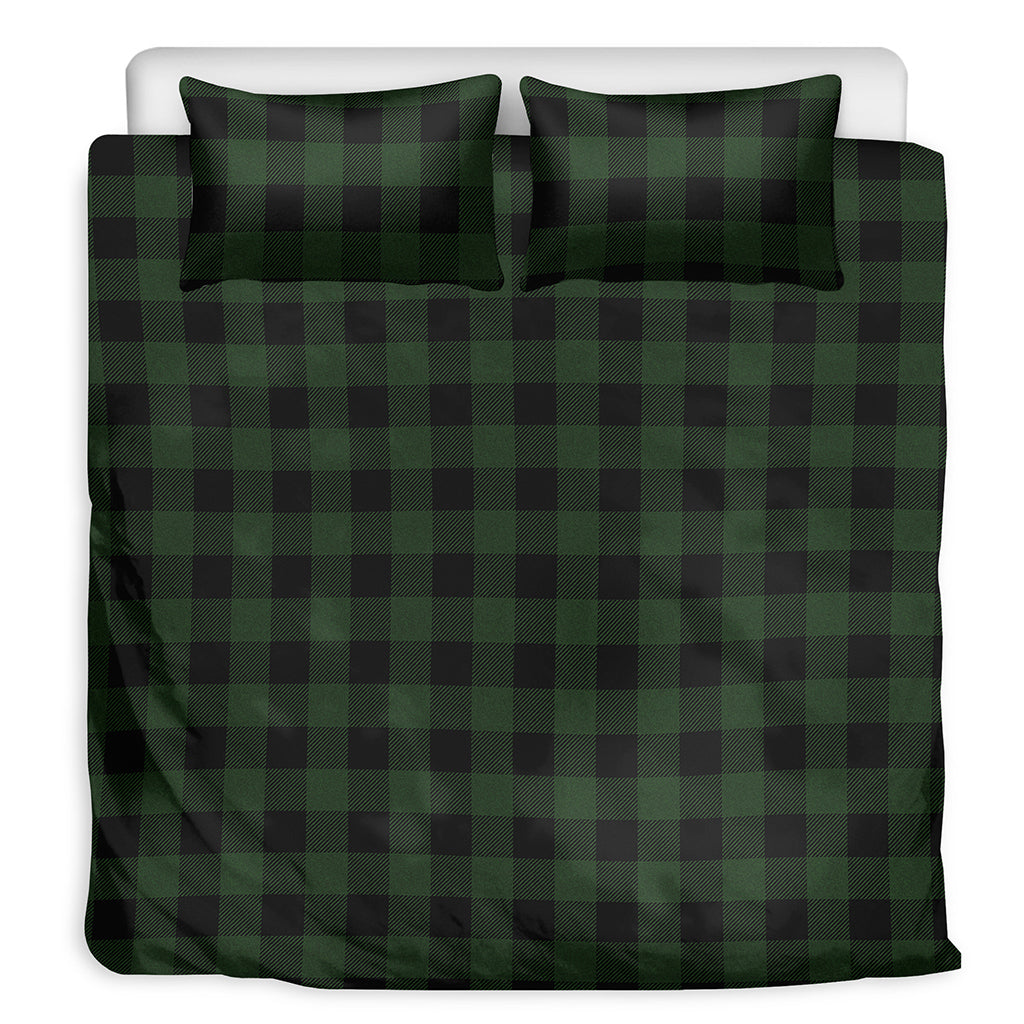 Green And Black Buffalo Plaid Print Duvet Cover Bedding Set