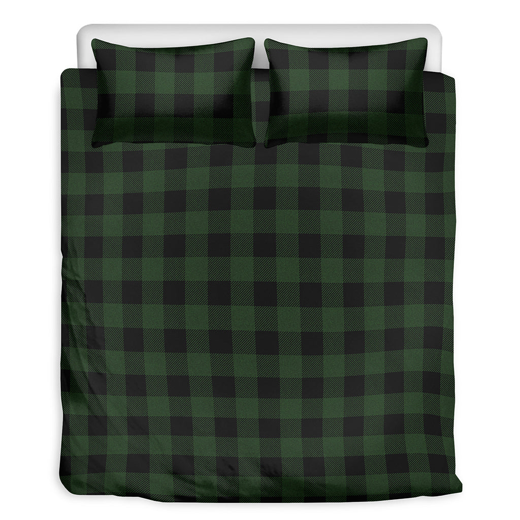 Green And Black Buffalo Plaid Print Duvet Cover Bedding Set