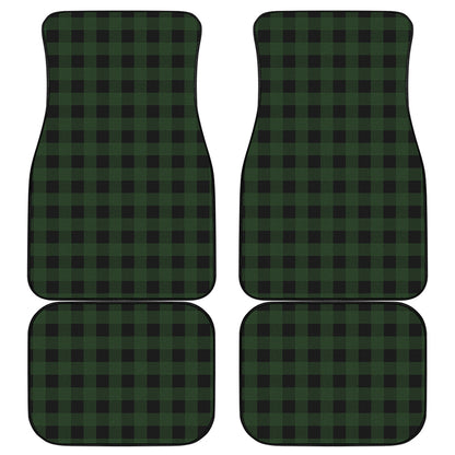 Green And Black Buffalo Plaid Print Front and Back Car Floor Mats