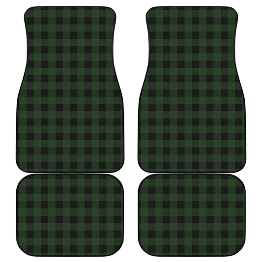 Green And Black Buffalo Plaid Print Front and Back Car Floor Mats