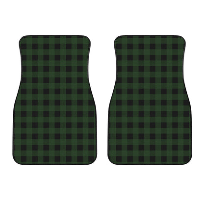 Green And Black Buffalo Plaid Print Front Car Floor Mats
