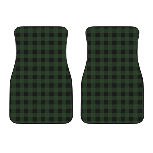 Green And Black Buffalo Plaid Print Front Car Floor Mats