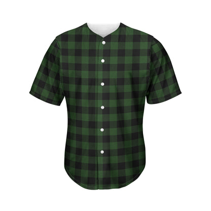 Green And Black Buffalo Plaid Print Men's Baseball Jersey