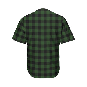 Green And Black Buffalo Plaid Print Men's Baseball Jersey