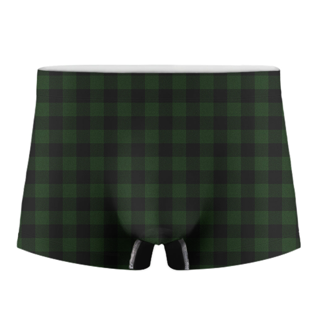 Green And Black Buffalo Plaid Print Men's Boxer Briefs