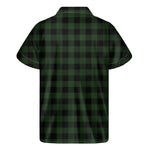 Green And Black Buffalo Plaid Print Men's Short Sleeve Shirt
